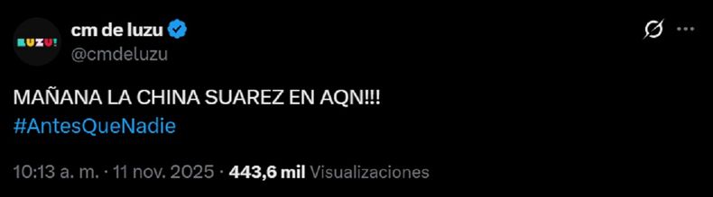 La China Suárez estará en el programa Antes Que Nadie.
