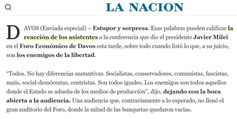 Un fragmento del artículo del diario La Nación.
