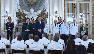 Milei, Petri y Pestri participaron de la ceremonia oficial.