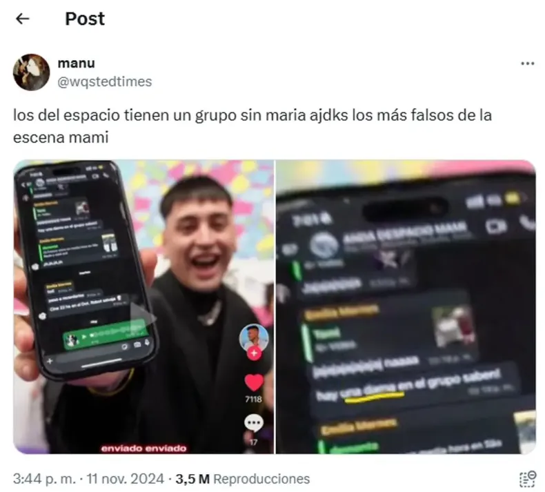 El chat sin María Becerra que las redes sociales no dejaron pasar.