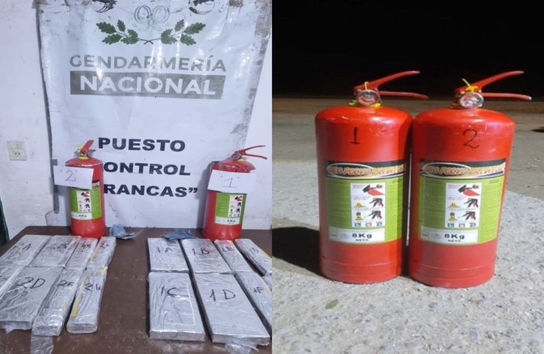 La cocaína estaba escondida en los matafuegos.