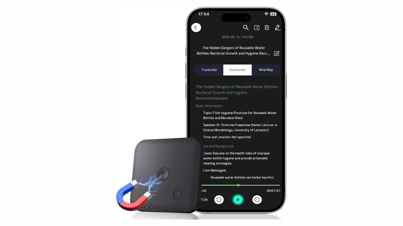 La Dittybuy CR1 aprovecha IA para resumir, traducir y transcribir las grabaciones.