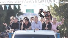 Massa, Máximo Kirchner y Kicillof encabezaron el tramo final de la caravana.