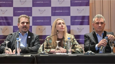 Karina Milei junto a Cristian Ritondo y Sebastián Pareja.