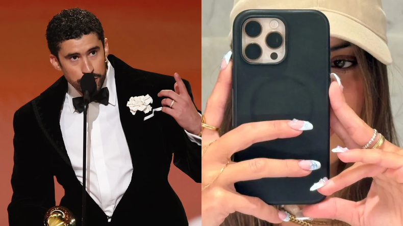 Bad Bunny en los premios Grammy 2026 y Gabriela Berlingeri antes del entretiempo del Super Bowl 2026.