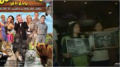 Defensores de animales hicieron un escrache en la avant premiere de Locos sueltos en el zoo Defensores de animales hicieron un escrache en la avant premiere de Locos sueltos en el zoo