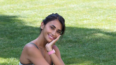 Antonela probó una clásica calza para entrenar. Antonela probó una clásica calza para entrenar.