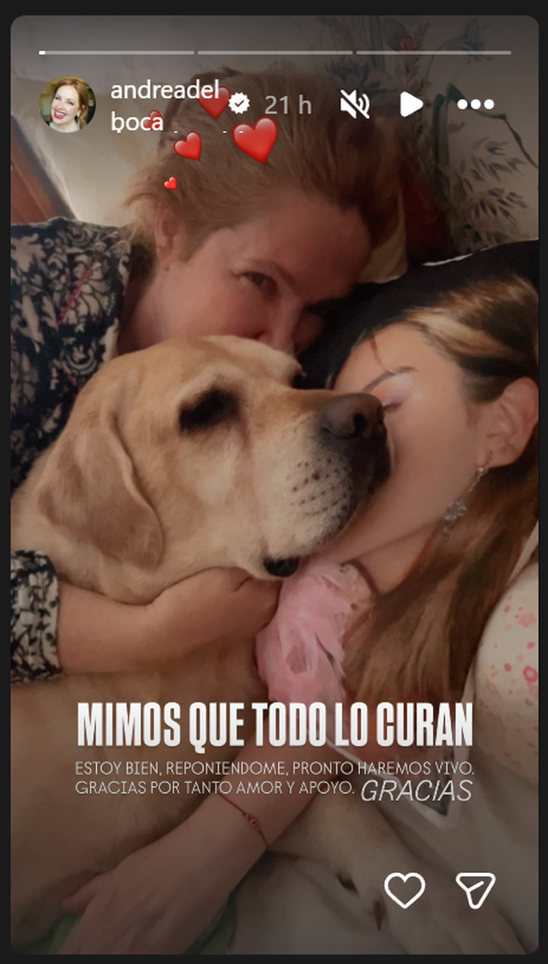 Andrea del Boca después de la caída en Gran Hermano. Andrea del Boca después de la caída en Gran Hermano.