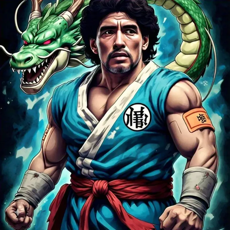 Así se vería Diego Maradona si fuese un personaje de Dragon Ball.