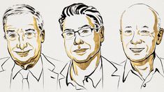 De izquierda a derecha,&nbsp; Joel Mokyr, Philippe Aghion y Peter Howitt.