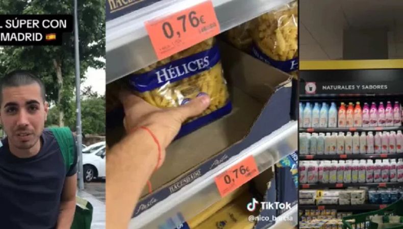Nicolas emigró a España hace un mes y contó cuánto puede comprar en un supermercado con 20 euros.&nbsp;