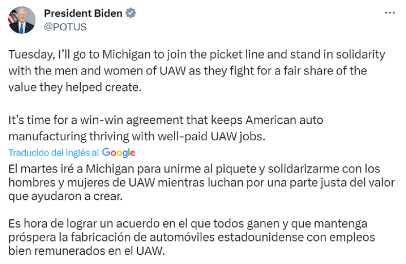 El tuit de Joe Biden.