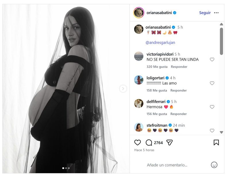 La sesión de fotos de Oriana Sabatini a un mes del parto.
