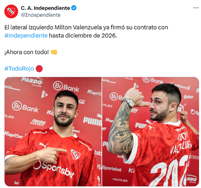 La publicación de Independiente.