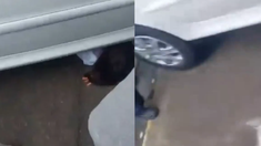 La mujer quedó debajo del vehículo. La mujer quedó debajo del vehículo.