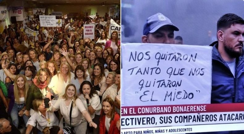 El llamativo cartel que apareció en la marcha por el asesinato del colectivero y en un acto de Bullrich