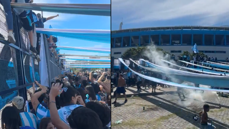 Miles de hinchas se reunieron en las inmediaciones para apoyar a los jugadores.