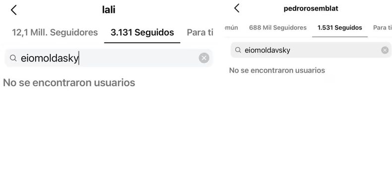 Lali Espósito y Pedro Rosemblat se sumaron al unfollow masivo a Eial Moldavsky.