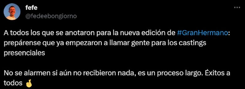 Fede Bongiorno tiene mucha credibilidad entre los fans de Gran Hermano.