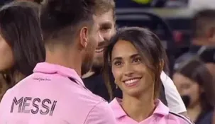 Lionel Messi y Antonela Roccuzzo en los festejos del Inter Miami. Lionel Messi y Antonela Roccuzzo en los festejos del Inter Miami.