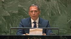 Fernando Gray durante su exposición en la ONU.