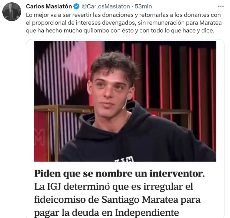 El tuit de Carlos Maslatón.