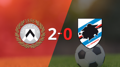 udinese marco dos veces en la victoria ante sampdoria en el estadio stadio friuli