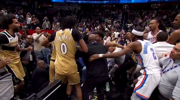 Cuatro jugadores fueron expulsados luego de la pelea entre Washington Wizards y Oklahoma City Thunder.