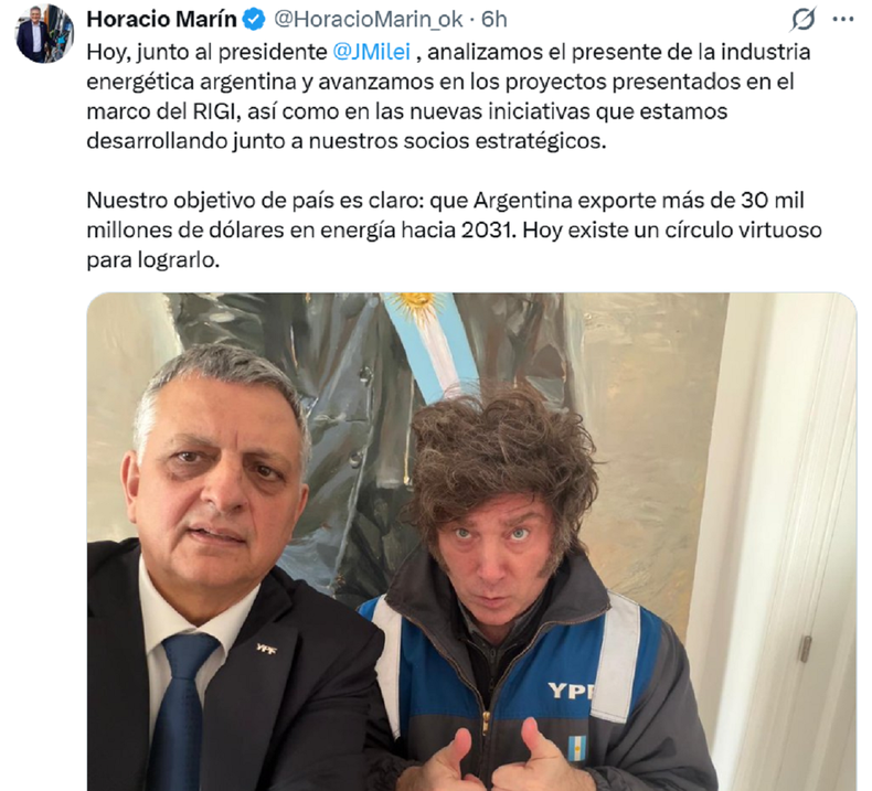 La publicación de Horacio Marín.