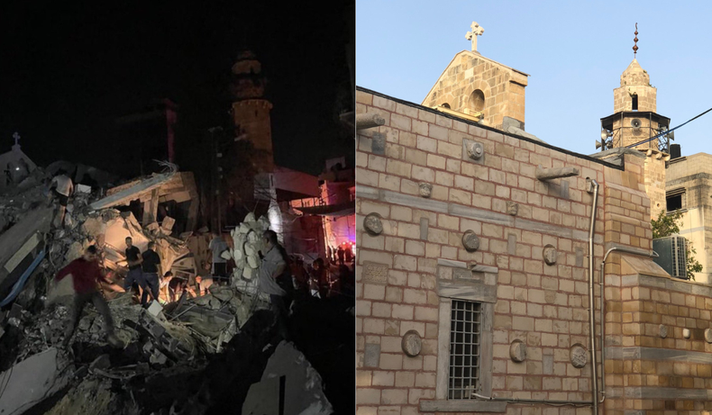 Así quedó la iglesia en Gaza tras el bombardeo israelí.&nbsp;