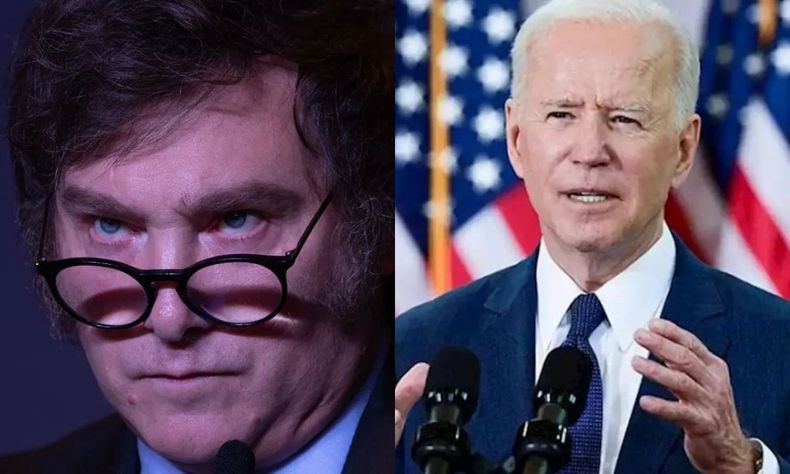 Javier Milei y Joe Biden.