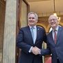 El canciller Pablo Quirno y su par uruguayo, Mario Lubetkin. El canciller Pablo Quirno y su par uruguayo, Mario Lubetkin.