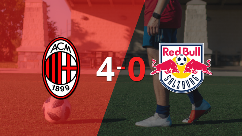 Con doblete de Olivier Giroud, Milan liquidó 4-0 a Red Bull Salzburgo