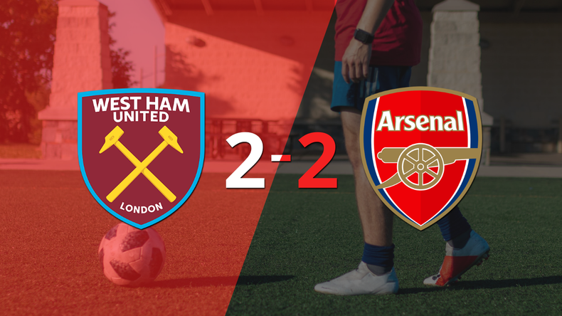 Arsenal sacó un punto luego de empatar a 2 goles con West Ham United
