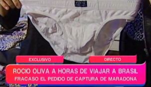 Rocío Oliva mostró un calzoncillo de Diego Maradona en televisión y él la quiere ver presa Rocío Oliva mostró un calzoncillo de Diego Maradona en televisión y él la quiere ver presa