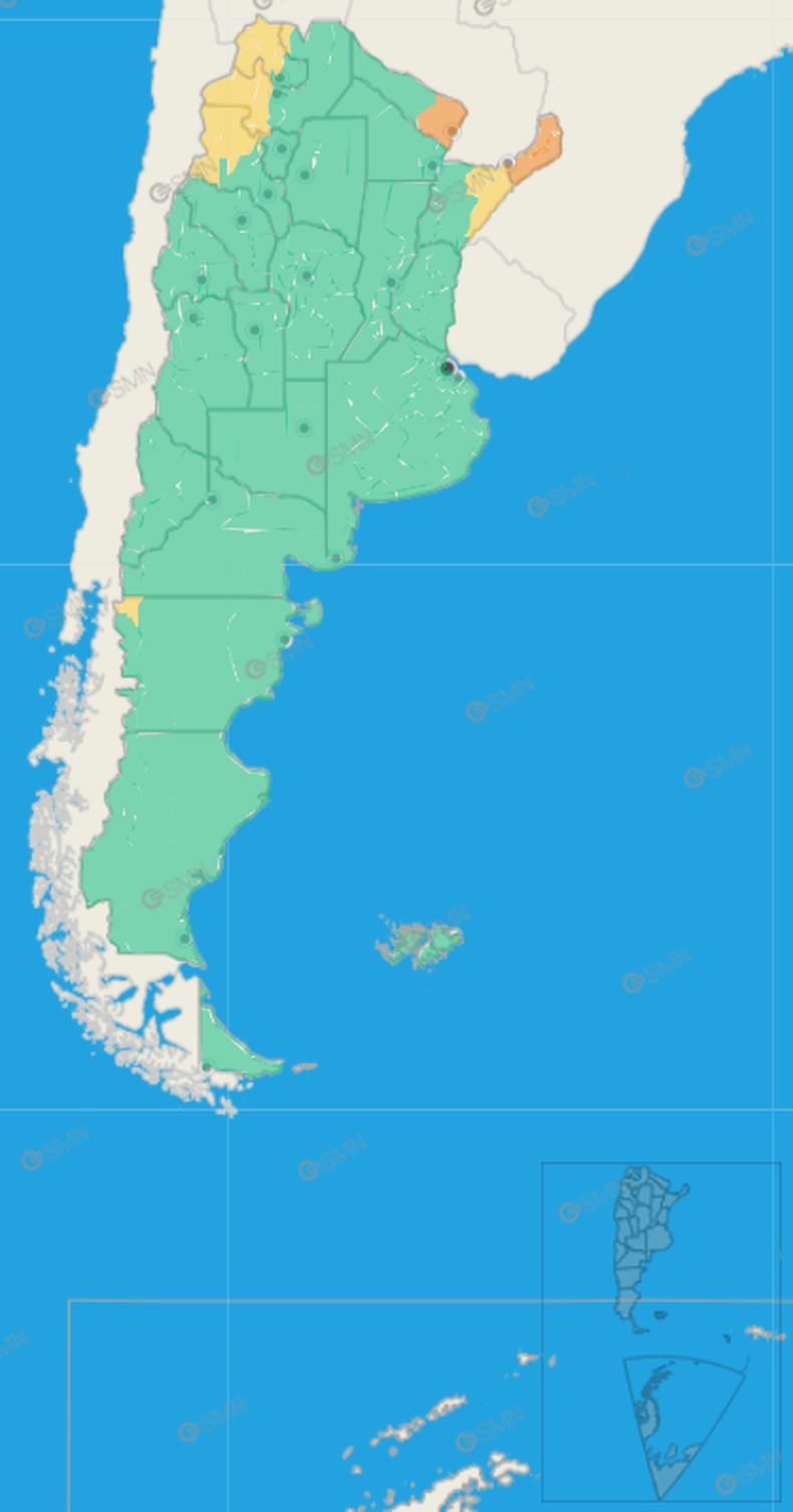 Siete provincias bajo alerta meteorológica en el inicio de la semana.