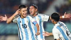Claudio Echeverri, Valentino Acuña y AgustínRuberto fueron los autores de goles en la victoria de Argentina ante Japón