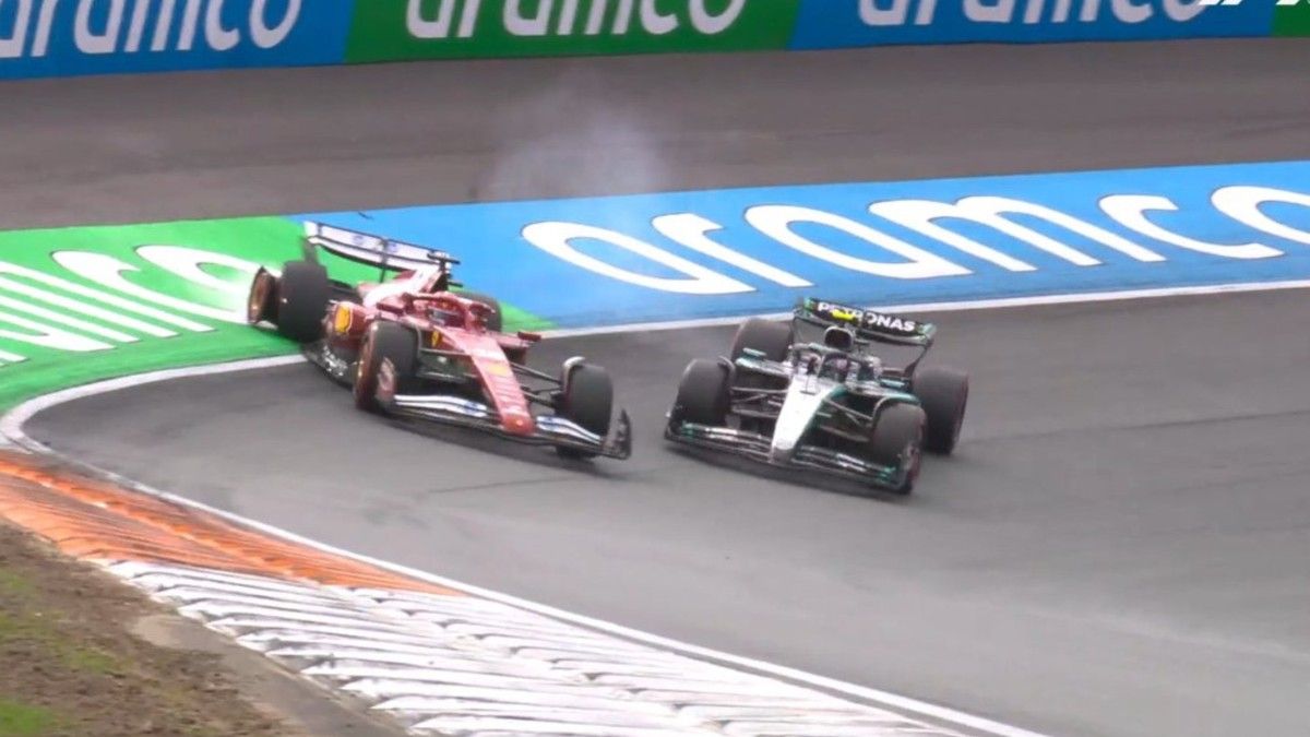 Video: impresionante choque entre Leclerc y Antonelli en el Gran Premio de Países Bajos
