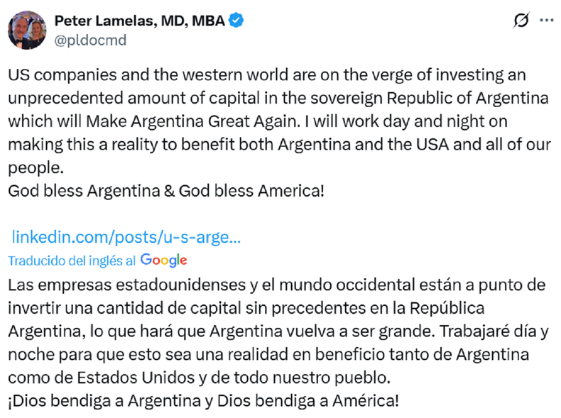 La publicación de Peter Lamelas.