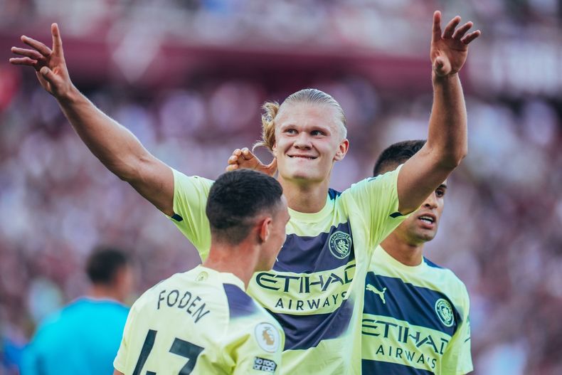Haaland convirtió los dos goles del Manchester City para la victoria contra el West Ham