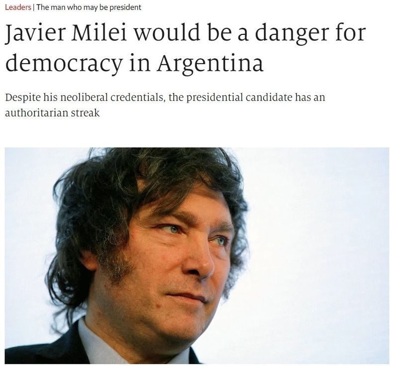 The Economist definió a Milei como "un peligro para la democracia"