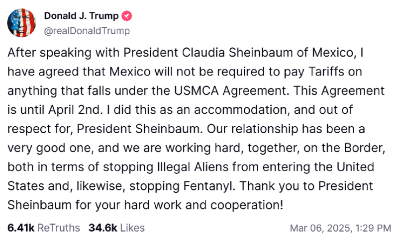 La publicación de Donald Trump.
