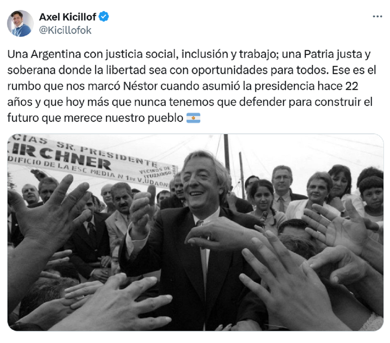 La publicación de Axel Kicillof.