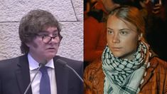 Javier Milei y Greta Thunberg. Javier Milei y Greta Thunberg.