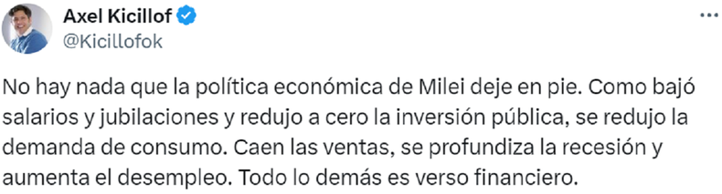 La publicación de Axel Kicillof.