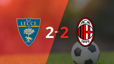 muchos goles en el empate a 2 entre lecce y milan