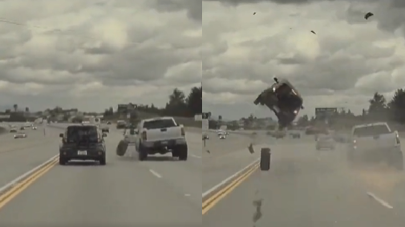 Video: un auto voló por los aires
