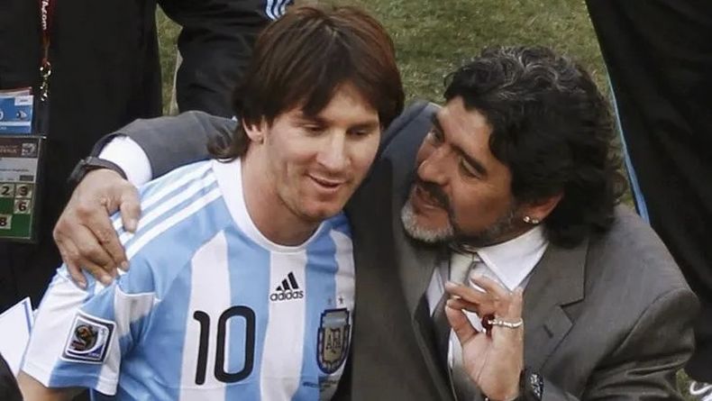Messi y Maradona juntos en el Mundial de Sudafrica 2010