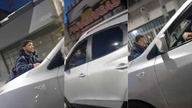 Video: un automovilista arrastró con su auto a un chofer de colectivos y se dio a la fuga