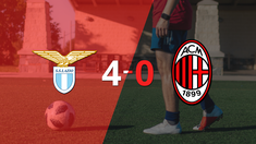 lazio fue contundente y goleo 4-0 a milan